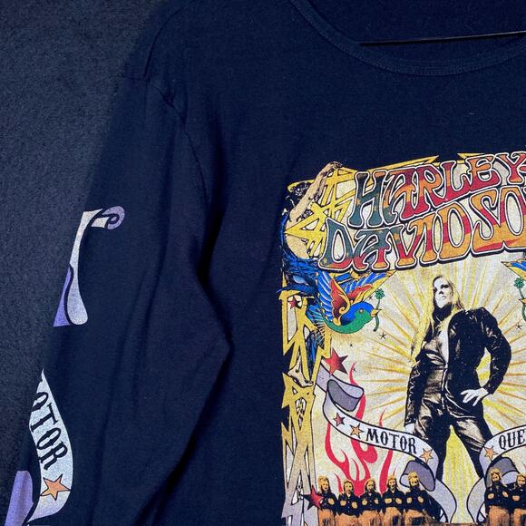 Harley Davidson Womens Shirt Black Motor Queens Milwaukee Long Sleeve Large - Picture 3 of 15